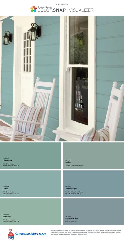 Exterior House Colors For Beach House, Beach House Bungalow Exterior, Pastel House Exterior Color Schemes, Bright Exterior Paint Colors For House, Seafoam Green House Exterior, Coastal Cottage Exterior Paint Colors, Turquoise House Exterior, Exterior Beach House Colors, Beach House Exterior Colors