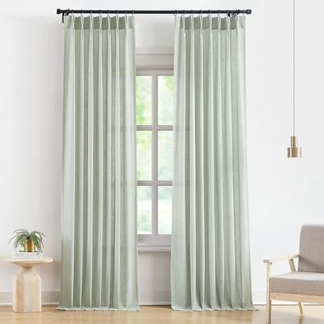 Amazon.com: Vision Home Soft Green Pinch Pleated Semi Sheer Curtains Textured Linen Blended Light Filtering Window Curtains 102 inch for Living Room Bedroom Pinch Pleat Drapes with Hooks 2 Panels 40" Wx102 L : Home & Kitchen Pinch Pleat Drapes, Semi Sheer Curtains, Pinch Pleat Drape, Curtain Texture, Home Curtains, Dressing Room Design, Sheer Curtains, Dressing Room, Window Curtains