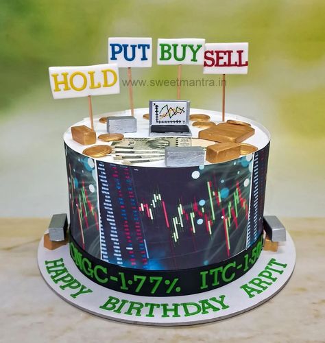 Share Market cake for stock broker . . . #sharemarketcake #stockmarketcake #sensexcake #moneycake #cakeforstockbroker #inpune #cakeforhusband #bestinpune 🚗 Delivery in Pune ☎️ Contact 7058714701 🎂 Customized Designer cakes [sharemarketcakeinpune, stockmarketcakeinpune, cakeforstockbrokerinpune, trendingcakespune, customcakeinpune, themecakeinpune, designercakeinpune, fondantcakeinpune, customisedcakeinpune, semifondantcakeinpune, 3dcakeinpune, punehomebaker, homemadecake, bestcust... Share Market Cake Design, Stock Market Theme Cake, Share Market Theme Cake, Birthday Theme Decoration, Us Stock Market, Cake For Husband, Money Cake, Designer Cakes, Cakes For Women