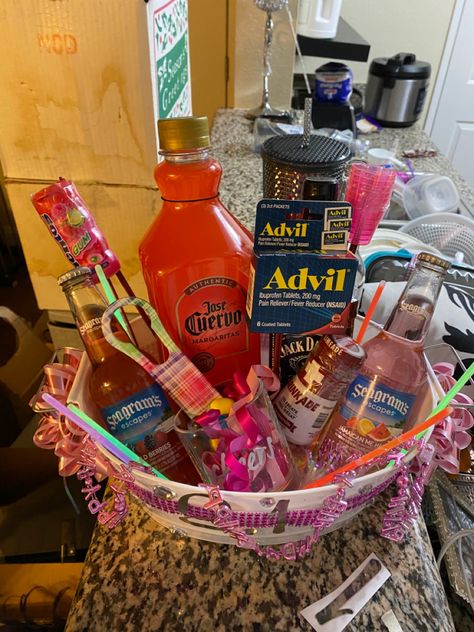 Alcohol Goodie Bags, Hangover Basket, Hangover Essentials, 21st Birthday Basket, Hangover Food, Birthday Basket, Hangover Kit, Fever Reducer, 21st Birthday