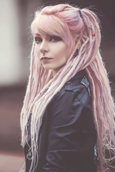 pink dreadlocks Pink Synthetic Dreads, Fake Dreadlocks, Pink Dreads, Single Ended Dreads, Two French Braids, Loose French Braids, Easy Short Haircuts, Dreadlocks Extensions, Two Braid Hairstyles