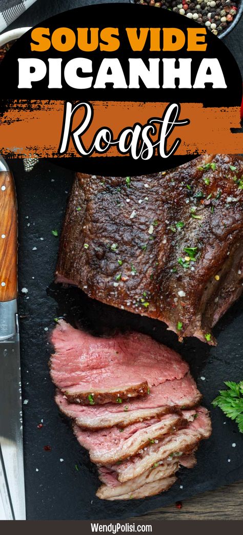 For perfect steak at home, don't miss this Sous Vide Picanha. Whether you want to serve the whole roast or individual picanha steaks, this recipe is your ticket to perfectly juicy and tender picanha without any fuss. Sous vide cooking will transform your dinnertime game, whether you are a beginner or seasoned cook. Get ready to impress! Picanha Roast Recipe, Picanha Recipes, Picanha Steak Recipe, Steak At Home, Family Breakfast Recipes, Sous Vide Recipes, Perfect Steak, Sous Vide Cooking, Roast Recipe