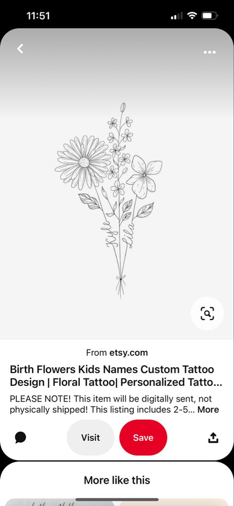 Birth Flower With Face Profile, Name In Stem Of Flower Tattoo, April Birth Flower Tattoo With Name, Children Birth Flower Tattoos, Baby Side Profile Tattoo With Flowers, Daisy Tattoo With Name, Birth Flower Tattoos Kids Names, Grammy Tattoo, Kid Name Tattoo Ideas Mothers