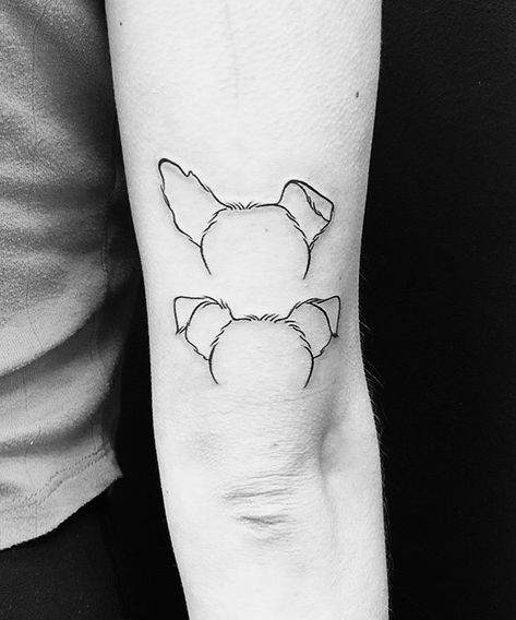 Silhouette Dog Tattoo, Dog Silhouette Tattoo, Michelle Tattoo, Dog Outline Tattoo, Small Dog Tattoos, Small Girly Tattoos, Dog Outline, Cool Wrist Tattoos, Outline Tattoo