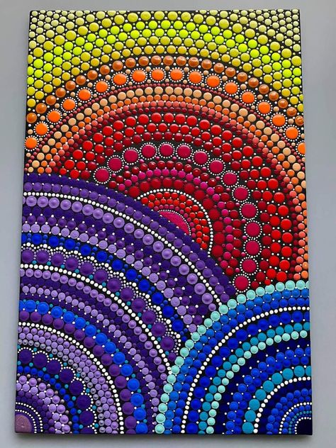 Dot Painting Abstract, Rectangle Dot Art, Mandala Dot Art On Rectangular Canvas, Dot Mandala On Rectangle Canvas, Dot Art Painting Canvases, Mandala Dot Painting Canvas, Painting With Dots, Rectangle Mandala, Dot Painting Ideas