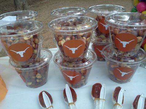 Ut Graduation Party Ideas Texas Longhorns, Ut Austin Graduation Party Ideas, Longhorn Party Ideas, Longhorn Party, Texas Party, Ut Longhorns, Trunk Party, Ut Austin, Candy Buffet Tables