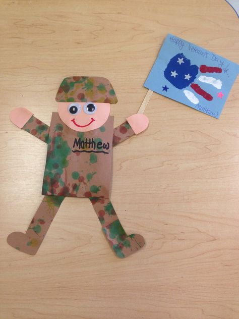 Veterans Day Projects For Preschoolers, Uniform Crafts For Preschool, Veterans Crafts For Preschoolers, Veterans Day Arts And Crafts For Kids, Veterans Art Projects For Kids, Soldier Crafts For Preschool, Kids Veterans Day Crafts, Prek Veterans Day Crafts, Veterans Day Activities For Toddlers