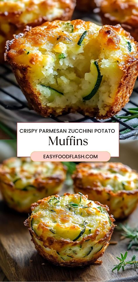 These Crispy Parmesan Zucchini Potato Muffins are packed with flavor and the perfect way to enjoy vegetables in a deliciously crispy, cheesy form. With a mix of zucchini, potatoes, and Parmesan cheese, these muffins are crispy on the outside and tender on the inside. Ideal as a side dish, snack, or even a quick breakfast option, they’re a family favorite everyone will enjoy! Crispy Parmesan Zucchini Potato Muffins, Zucchini Potato Muffins, Veggie Frittata Muffins, Egg Free Zucchini Muffins, Parmesan Zucchini Potato Muffins, Hidden Veggie Muffins For Toddlers, Veggies Made Great Muffins Copycat, Brunch Veggies Side Dishes, Toddler Zucchini Recipes