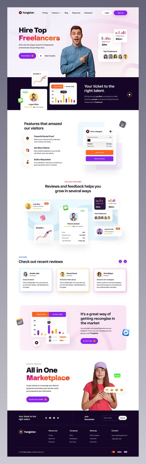 Talent Hiring Platform Landing Page designed by Farzan Faruk for Rylic Studio. Connect with them on Dribbble; the global community for designers and creative professionals. Creative Landing Page Design, Upwork Profile, Webinar Design, Ui Design Website, Interview Preparation, Hiring Process, Job Board, Hiring Now, Landing Page Design