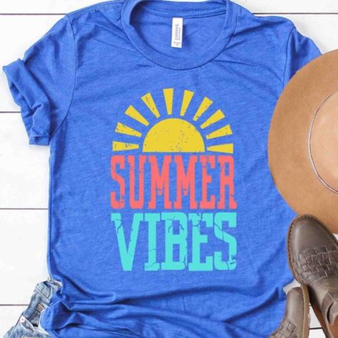 Summer Vibes Graphic Tee. Made In The Usa! Summer Shirts Vinyl, Store Closing, Cool Graphic Tees, Royal Blue Color, Outfits Summer, Summer Kids, Summer Tshirts, Contemporary Fashion, Wholesale Clothing