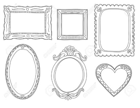 Jewel Tattoo, Framed Tattoo, Doodle Frame, Doodle Frames, Ornate Picture Frames, Drawing Frames, Gold Picture Frames, Vector Art Illustration, Ornate Frame