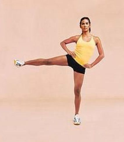 Standing side leg raises: 3 sets 12 reps Workout Hips, Side Leg Raises, Hips Workout, Loose Weight In A Week, Lying Leg Lifts, Thigh Toning Exercises, Exercise Physiologist, Hip Problems, Slim Hips