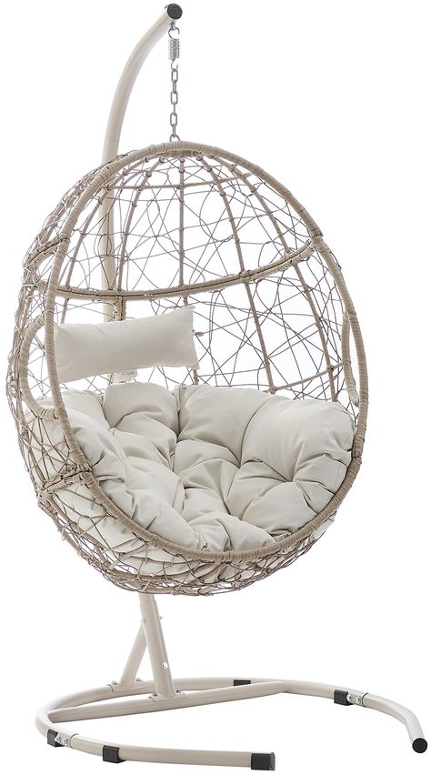 PRICES MAY VARY. Classic egg shape with handles along the front edge adds a fresh bohemian aesthetic to any space Designed for indoor or outdoor use; handwoven all-weather resin wicker and a durable powder-coated steel chair frame and stand Tufted cushion with headrest creates a relaxing yet sturdy cocoon of comfort Quick-drying Olefin fabric resists sun fade Chair has a weight limit of 250 lbs Hanging Egg Chair, Value City Furniture, Cute Bedroom Decor, Redecorate Bedroom, Cozy Room Decor, Teen Bedroom Decor, Room Design Bedroom, Room Makeover Bedroom, Room Makeover Inspiration