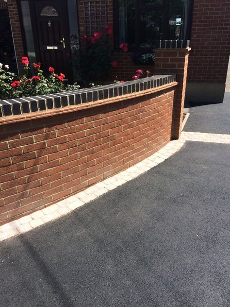 Brick Wall Ideas Outdoor, Driveway Walls, Driveway Wall, Front Garden Wall Ideas Brick, Front Garden Wall, Front Garden Wall Ideas, Driveway Wall Ideas, Tarmac Driveway Ideas, Victorian Terrace Garden