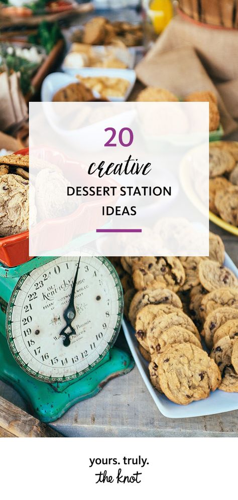 Finish the night with a serve-yourself treat station that your wedding guests will love. Treat Bar Ideas, Wedding Treats Table, Wedding Dessert Table Ideas, Gluten Free Wedding, Dessert Table Ideas, Hot Wedding, Boho Ideas, Treat Bar, Wedding Food Drink