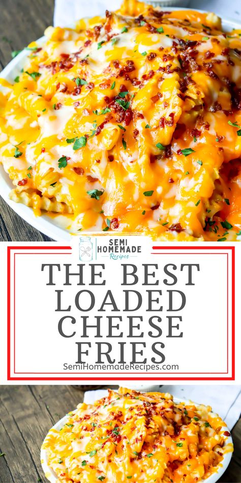 Best Cheese Fries Recipe, Loaded Home Fries, Loaded Waffle Fries, French Frys, Loaded Fried, Loaded Cheese Fries, Street Fries, Cheese Fries Recipe, Bacon Cheese Fries