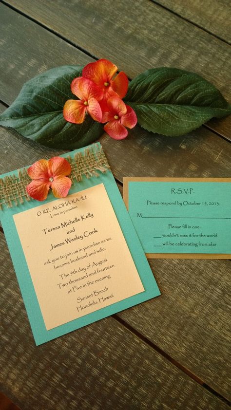 Tropical Turquoise Blue and Coral Wedding by SimplySouthrn on Etsy Destination Wedding Invitation, Beach Wedding Decorations Reception, Beach Theme Wedding Invitations, Trendy Wedding Invitations, Wedding List, Inexpensive Wedding, Turquoise And Coral, Coral Flowers, Hawaiian Wedding