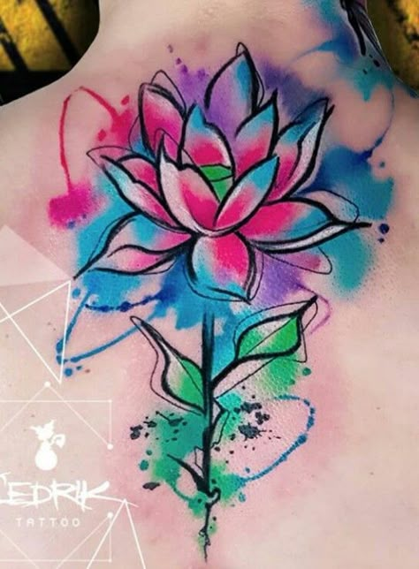 Alibata Tattoo, Lotus Flower Colors, Buda Tattoo, Watercolor Tattoo Sleeve, Colored Tattoo Design, Tattoo Design For Hand, Floral Thigh Tattoos, Watercolor Tattoo Flower, Red Ink Tattoos