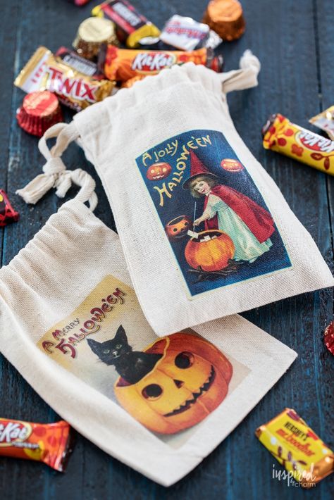 Halloween Gift Bag Ideas, Halloween Treat Bags Diy, Holiday Gift Tags Printable, Halloween Graphics, Easy Halloween Crafts, Halloween Treat Bags, Halloween Diy Crafts, Holiday Gift Tags, Clip Art Vintage