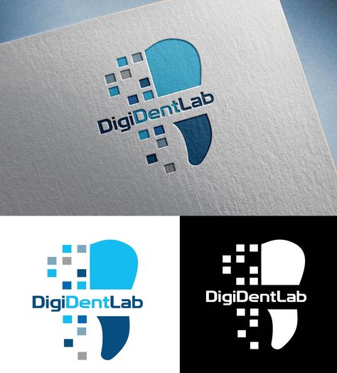 Winning logo design for DigiDentLab dentist technical company Dentist Branding, Dental Branding, Dental Business Cards, Dental Clinic Logo, Medical Website Design, Dental Business, Dentist Logo, Dental Logo Design, Clinic Logo