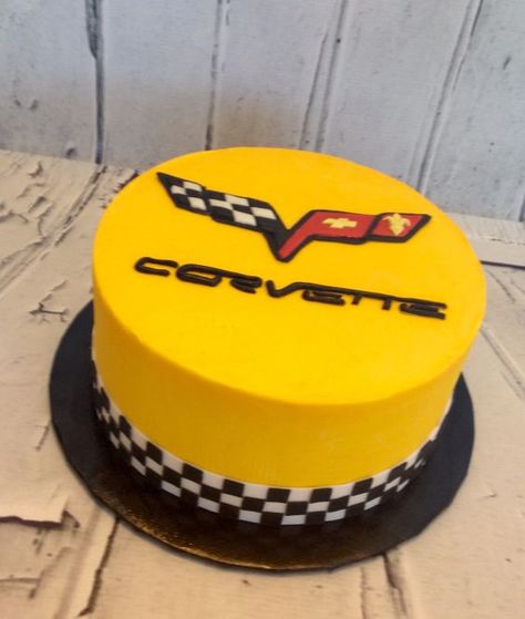 Corvette Birthday, Corvette Cake, Car Cakes For Men, Cakes Fancy, Car Cakes, Surprise 60th, Cake Yellow, Fondant Flower Cake, Dad Birthday Cakes