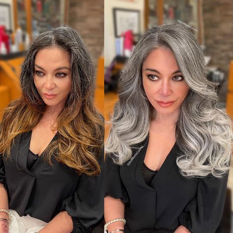 Salt And Pepper Wigs, Salt Pepper Hair, Grey Brown Hair, Pepper Hair, Jack Martin, Salt And Pepper Hair, Professional Hair Color, Long Gray Hair, Grey Hair Color