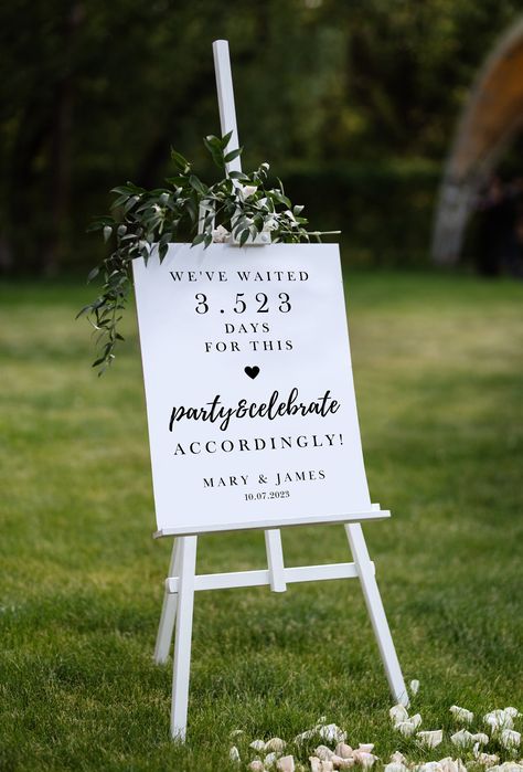 We Have Waited For This Sign, Finally Marrying Sign, Postponed Wedding Welcome Sign, Wedding Welcome Sign, Wedding Countdown Sign Wedding Photo Table, Funny Wedding Signs, Night Before Wedding, Plan Wedding, Countdown Sign, Seating Sign, Wedding Guest Book Sign, Wedding Countdown, Modern Minimalist Wedding