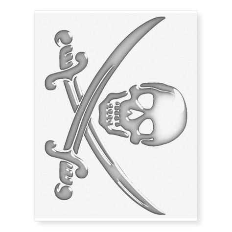 Pirate Skull and Sword Crossbones (TLAPD) Temporary Tattoos Pirate Skull And Crossbones Tattoo, Pirate Themed Tattoos, Pirate Skull Tattoos, Small Skull Tattoo, Viking Character, Pirate Gifts, Skull Stencil, Pirates Life, Flower Wrist Tattoos