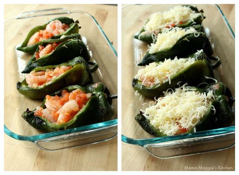 Grilled Chile Relleno, Chile Relleno With Shrimp, Shrimp Stuffed Chile Rellenos, Shrimp Chili Relleno Recipe, Shrimp Stuffed Poblano Pepper Recipes, Pablano Pepper Shrimp, Shrimp Poblano Peppers, Shrimp Chile Relleno Recipe, Shrimp Rellenos