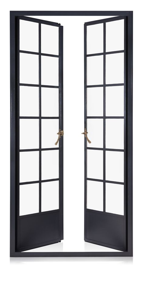 Exterior Narrow French Doors, Steel French Doors Interior, Black Metal French Doors, Metal French Doors, Black French Door, Narrow French Doors, Black French Doors, French Door Windows, French Office