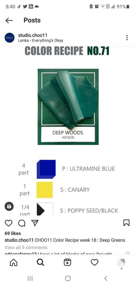 Dark Green Clay Recipe, Sculpey Color Recipes, Sculpey Color Mixing Chart, Green Clay Color Recipe, Hunter Green Polymer Clay Recipe, Green Polymer Clay Recipe, Polymer Clay Green Color Recipes, Fimo Polymer Clay Color Mixing Recipes, Fimo Colour Mixing Chart