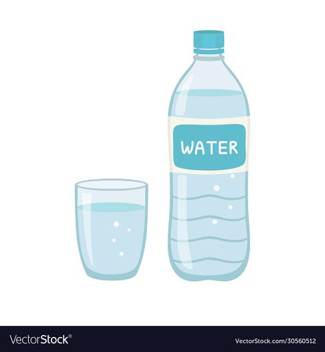 Glass Of Water Illustration, Water Bottle Illustration, Water In Glass, Water Bottle Drawing, Water Png, Water Doodle, Bottle Illustration, Water Vector, Glass Illustration