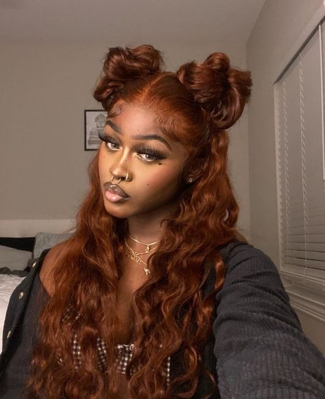 Ginger Hairstyles, Two Buns, Peekaboo Hair, Ginger Hair Color, Colored Curly Hair, Penteado Cabelo Curto, Crown Hairstyles, Baddie Hairstyles, Hair Inspo Color