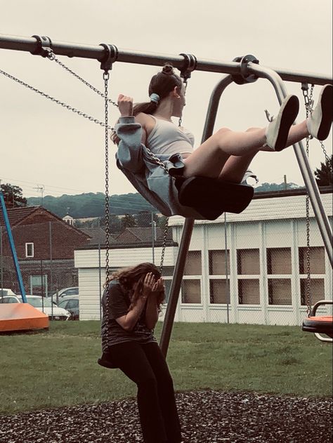 #swing #friends Swings Reference, People On Swings, Person Swinging, Breanna Core, Park Swings, Life Core, School Drawing, Core Memories, Newtons Laws