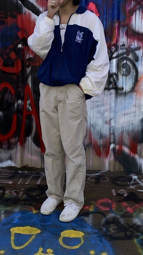 Windbreaker Outfit Men 90s, Windbreaker Outfit 90s Aesthetic, Vintage Windbreaker Outfit Men, 80s Aesthetic Men, 90s Aesthetic Men Outfit, Grandpa Style Aesthetic Men, Vintage Windbreaker Outfit, Windbreaker Outfit Men, 90s Windbreaker Outfit