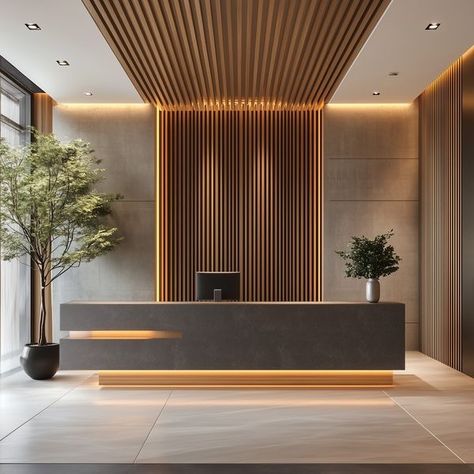 (1) Facebook Restaurant Foyer Entrance, Corporate Lobby Reception, Small Apartment Lobby Entrance, Hotel Reception Wall Design, Front Lobby Ideas, High End Reception Desk, C Suite Office, Moody Lobby Design, Modern Lobby Design Entrance