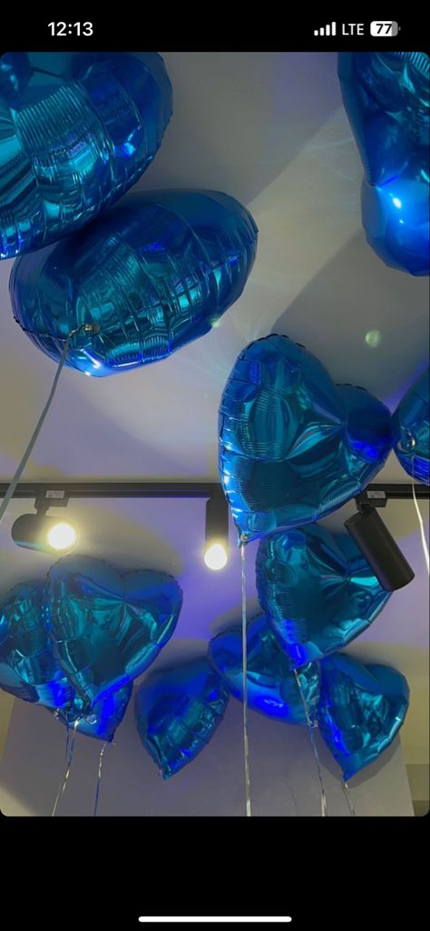 Blue Balloons Aesthetic, Dark Blue Balloons, Balloons Aesthetic, Dark Blue Houses, Boomerangs, Black Balloons, Blue Birthday, Blue Balloons, Blue House