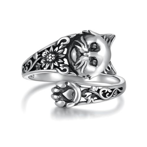 PRICES MAY VARY. Vintage Ring:The design of this spoon ring combines cats and sunflowers, unique and beautiful.A vintage style ring to your outfit,suitable for daily wear. High Quality Material: 925 Sterling Silver , Hypoallergenic, nickel-free, lead-free, cadmium-free and does not contain any allergic material, suitable for long-term wear.It will not cause any irritation to sensitive skin and suitable for everyday wear. Adjustable Size: The ring size can be adjusted from size 6 to size 10 and e Unique Sterling Silver Rings, Cat Rings, Sunflower Jewelry, Spoon Ring, Vintage Style Rings, Cat Ring, Animal Rings, Thumb Ring, Thumb Rings