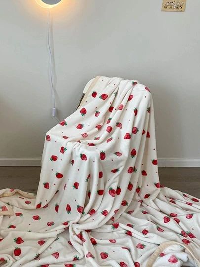 Cottage Core Car, Strawberry Blanket, Blanket Cute, Blanket For Bed, Cute Blankets, Summer Blanket, Quirky Home Decor, Strawberry Print, Beds For Sale