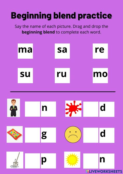 L Blends Worksheets, Beginning Blends, Cvc Worksheets, Creative Worksheets, Phonics Blends, L Blends, Blends Worksheets, English For Beginners, Tricky Words