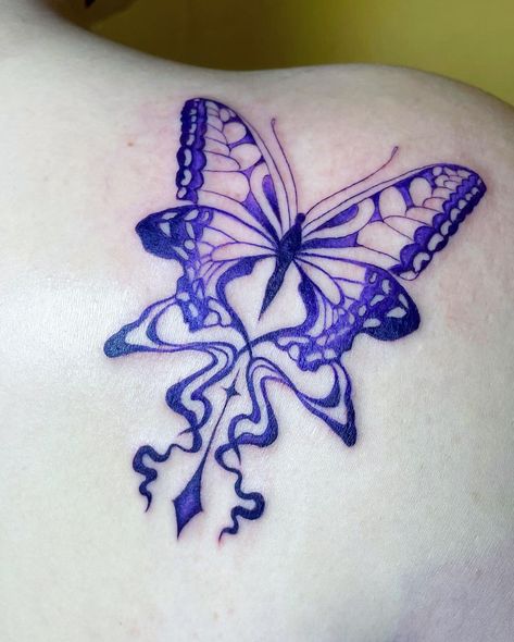 Purple fade butterfly for Liz! thanks so much dude, glad you got some rest during the tattoo 😴😂💜💜💜 #purpletattoo #lilactattoo… | Instagram Light Purple Tattoo, Sadie Tattoo, Magenta Tattoo, Purple Tattoo, Purple Butterfly Tattoo, Lilac Tattoo, Purple Tattoos, Character Vibes, Blue Rose Tattoos