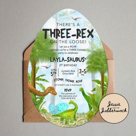 Dinosaur Party Invitations, Dino Eggs, Invite Design, Dinosaur Invitations, Dinosaur Egg, Dinosaur Eggs, A Dinosaur, Third Birthday, Dinosaur Party