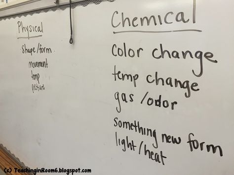 List of evidence of a physical vs chemical change. Physical Vs Chemical Change, Homeschool Science Projects, Chemical Change, Chemical And Physical Changes, Chemistry For Kids, Science Board, Chemical Science, 5th Grade Social Studies, Making Butter