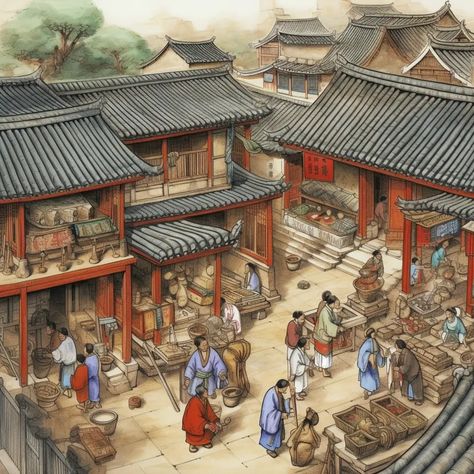 Chinese Village, China For Kids, China Street, Chinese Market, China Culture, Sun Tzu, Cultural Studies, History For Kids, Grand Canal