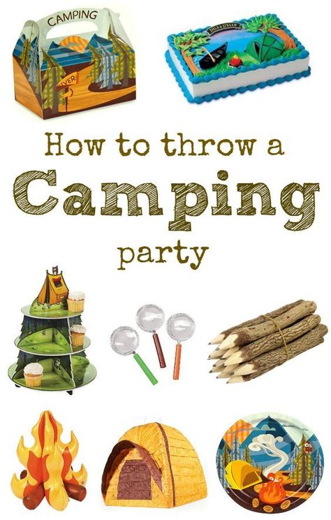 How to throw a camping birthday party. Tons of games, decorations, and ideas that will make your camping party fun. Camping Party Foods, Indoor Camping Party, Camping Party Decorations, Unique Birthday Party Ideas, Camping Theme Birthday Party, Camping Theme Birthday, Indoor Camping, Camping Theme Party, Camping Birthday Party