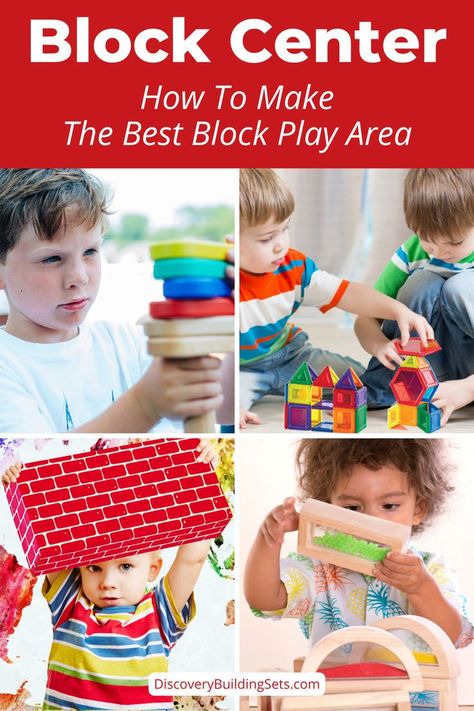 Discovery Building Sets wants you to be successful, creating and organizing a block play area that is fun, safe, and welcoming. Initially, it may require an investment of time and resources; however, the benefits of block play will outweigh any investment. Establishing a block center for block play creates a space for open-ended, creative, and imaginative play. Take your child's block play to the next level and learn how to set up the best block play area! Block Play Area, Blocks For Kids, Block Center, Development Milestones, Block Play, Social Emotional Development, Kids Blocks, Toddler Development, Development Activities