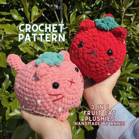 3 in 1 Crochet Pattern | Fruit Cat Plushies, Amigurumi Crochet Cat, Crochet Plushie Pattern, Crochet Plushie Pattern Bundle,Cute Crochet Crochet toys patterns free amigurumi #crochettoyspatternsfreeamigurumi #crochet #crochettoy #crochetpattern #crochetpatterns 1.263 Toys Quotes, Fruit Cat, Cat Plushies, Crochet Cats, Crochet Snail, Pattern Fruit, Cat Crochet, Easy Crochet Animals, Crochet Plushie