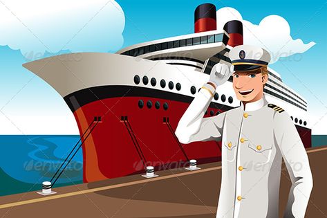 Sailor Illustration, Engineer Cartoon, Cartoon School Bus, Cruise Ship Pictures, Ship Wedding, Ship Drawing, Colorado Hiking, Le Port, La Face