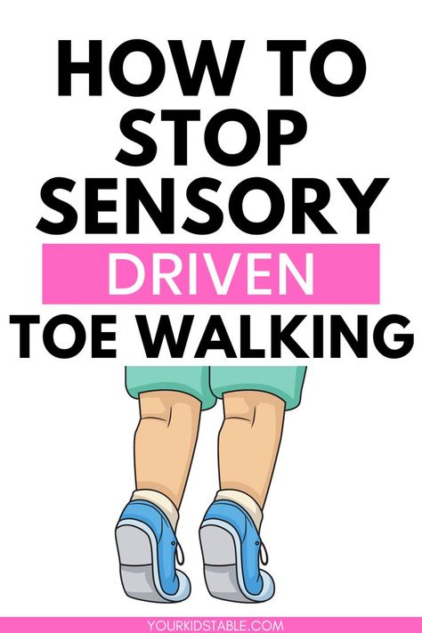 What causes sensory toe walking in children and how do you address it? Learn about toe walking sensory strategies, how it relates to sensory processing disorder, and when to be concerned. Visual Motor Activities Occupational Therapy, Toe Walking Exercises Kids, Toe Walking Interventions, Sensory Processing Disorder Symptoms, Proprioceptive Activities, Sensory Integration Therapy, Occupational Therapy Kids, Toe Walking, Sensory Motor