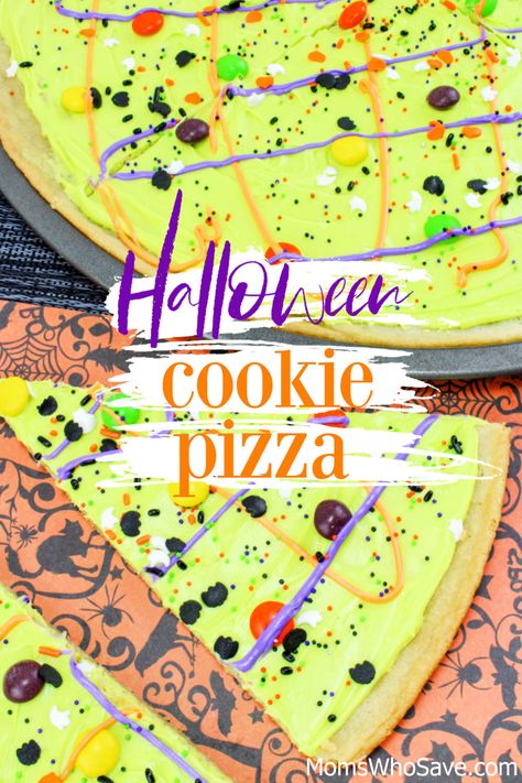 Pillsbury Sugar Cookie Dough, Pizza Halloween, Sugar Cookie Pizza, Halloween Lunch Box, Pillsbury Sugar Cookies, Halloween Pizza, Halloween Lunch, Halloween Cupcake Toppers, Halloween Sugar Cookies